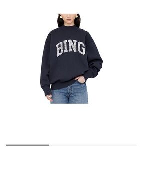 Anine Bing Navy Blue 'BING' Logo Sweatshirt